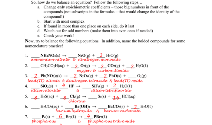 Balancing chemical equations gizmos answers