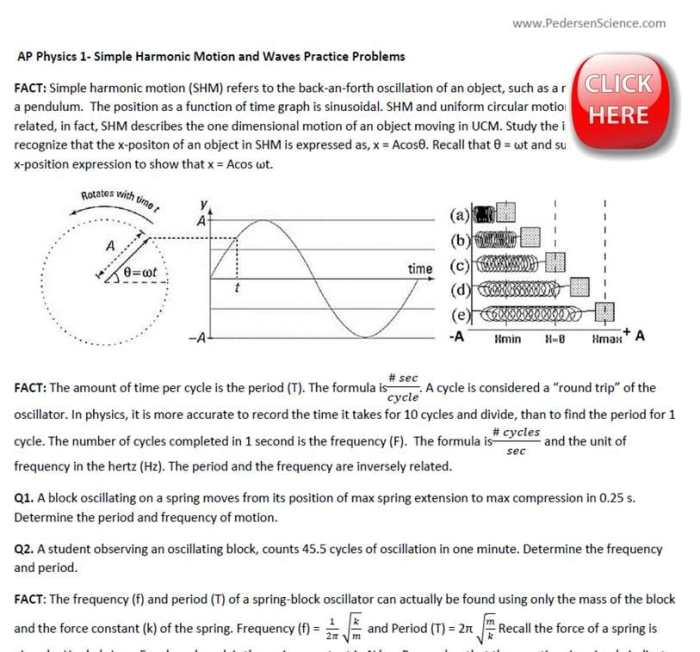 Simple harmonic motion worksheet answers