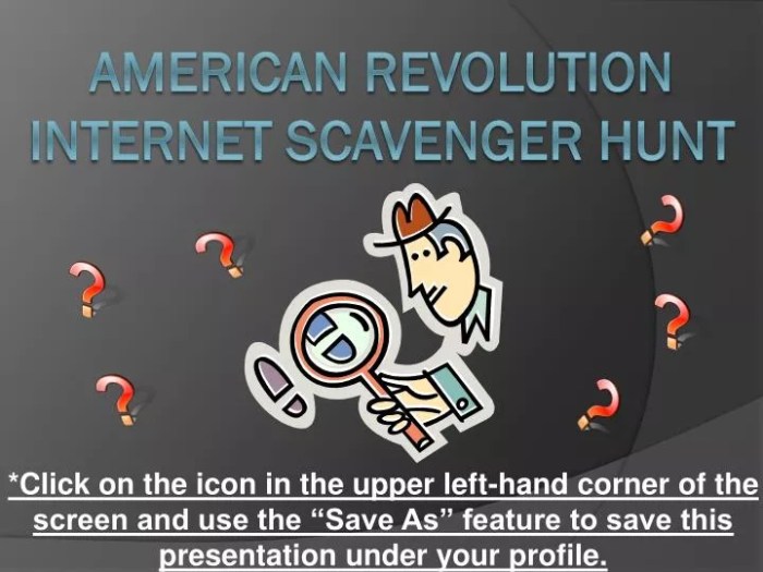 Revolutionary war internet scavenger hunt