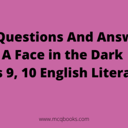 A face in the dark questions and answers icse