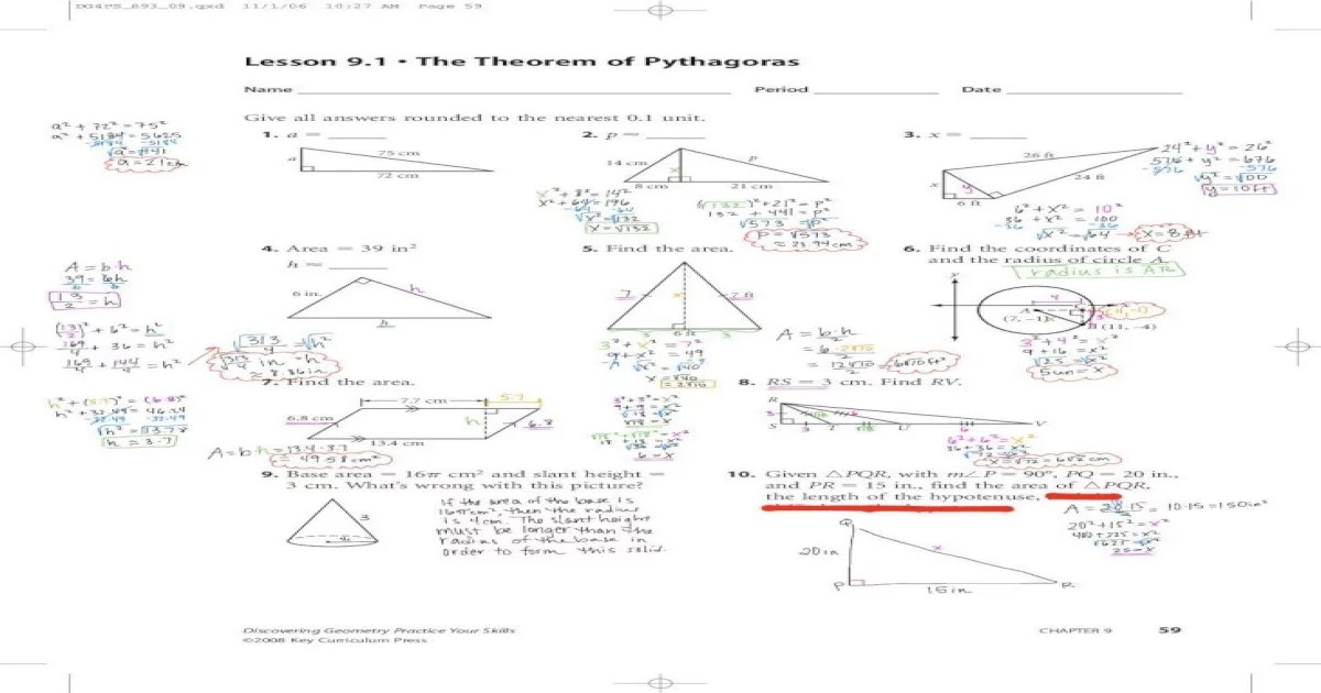 Course 3 chapter 5 triangles and the pythagorean theorem